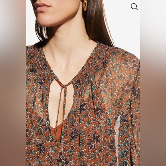 Veronica Beard Floral Brown Midi Dress - Picture 3 of 5